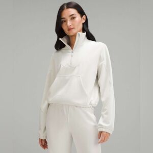 Lululemon Brushed Softstreme Ribbed Half Zip in Bone